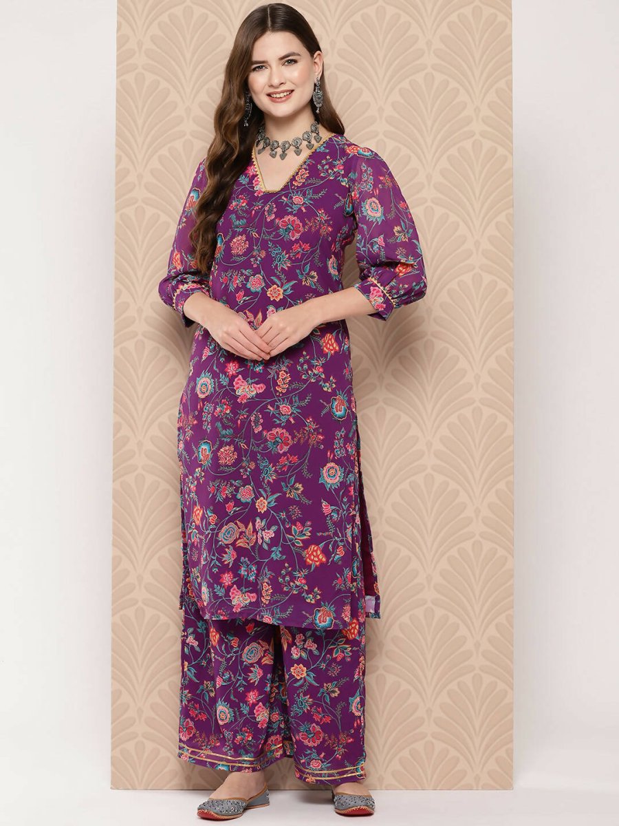 Ahalyaa Women's Traditional wear Kurta Set - Purple