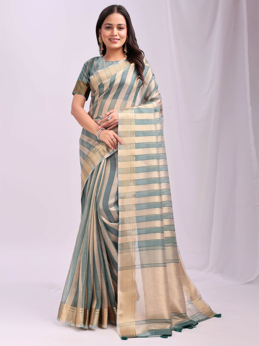 Shree Shyam Fashion Organza Green Saree