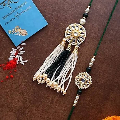 Jewel Design Lumba Rakhi Set & Fruit N Nut Chocolates