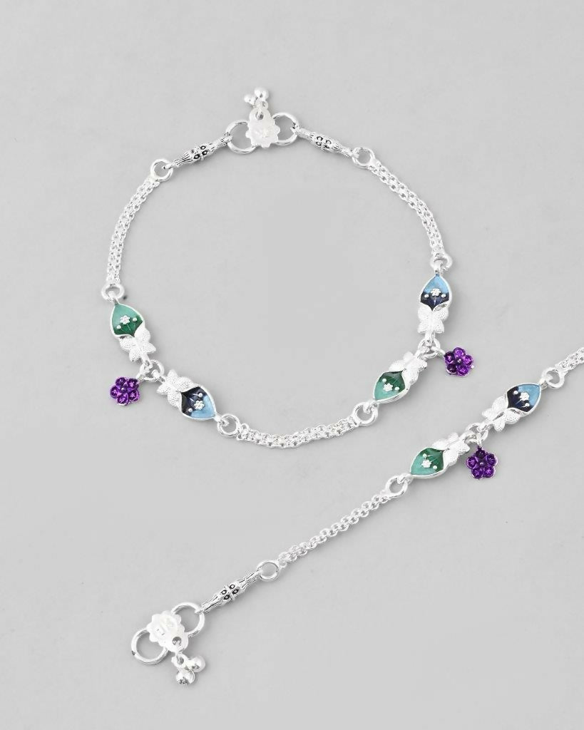VOJ Set of 2 Mutli Color Meenakari Anklet