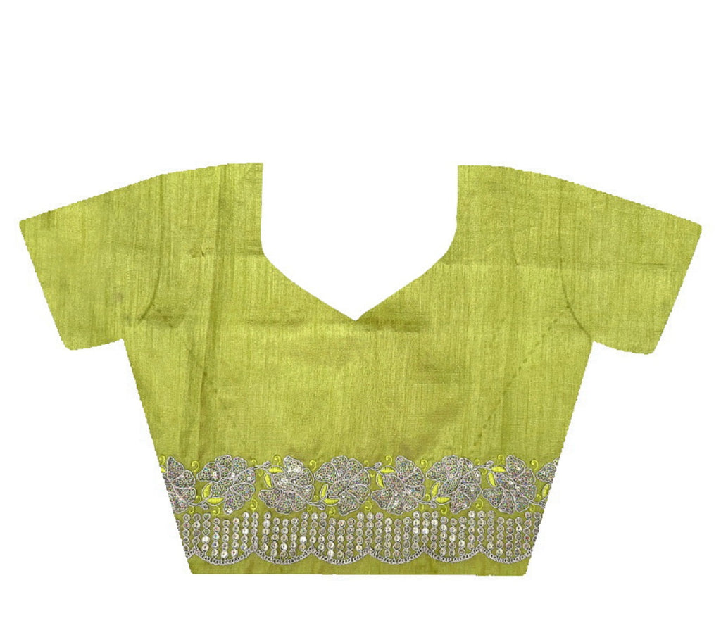 Teeya Creation Lemon Yellow Color Gold Crush Embroidery Work Saree