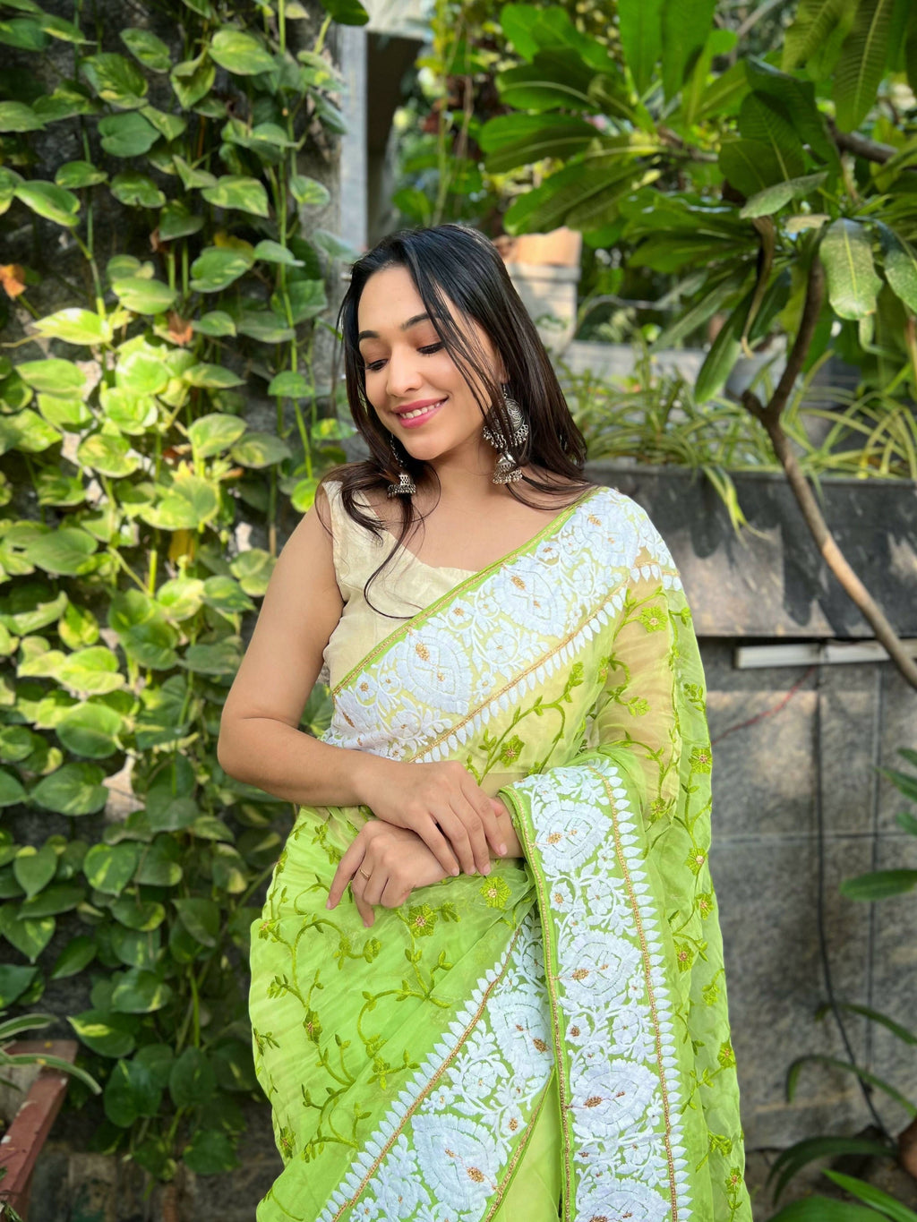 Vamsee Palak Saavi Green Organza Saree