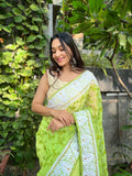 Vamsee Palak Saavi Green Organza Saree