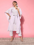 Ahalyaa Women Floral Poly Crepe Belted Detail Kurta Set