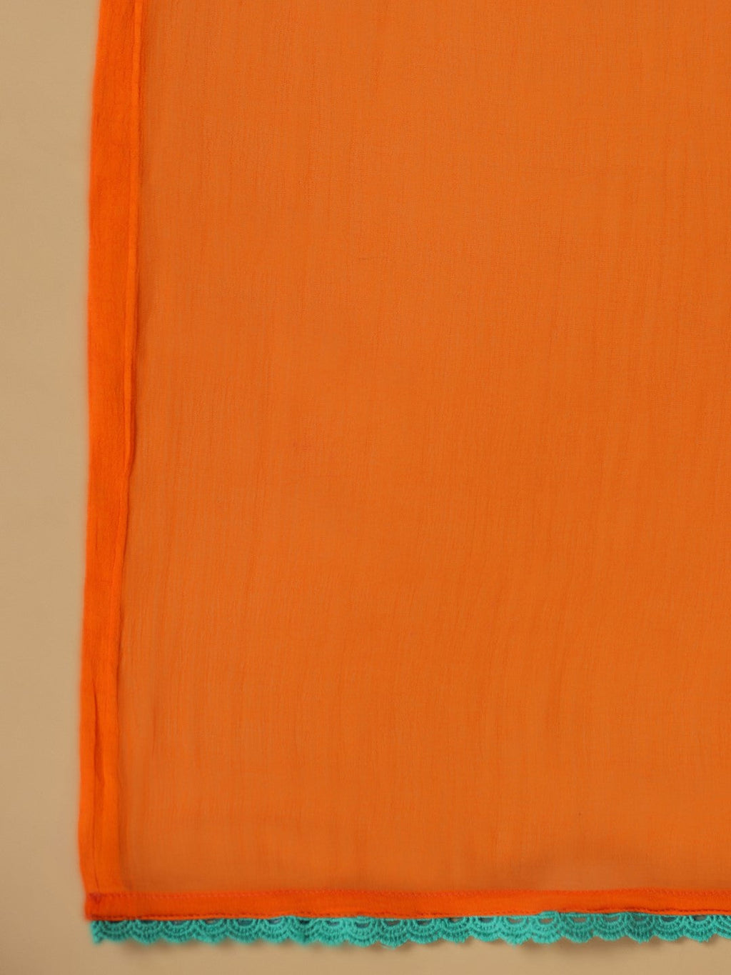 Juniper The Ornamental Bloom Orange Floral Print Kalidar Rayon Slub Kurta Pant & Dupatta Set With 3D Beads