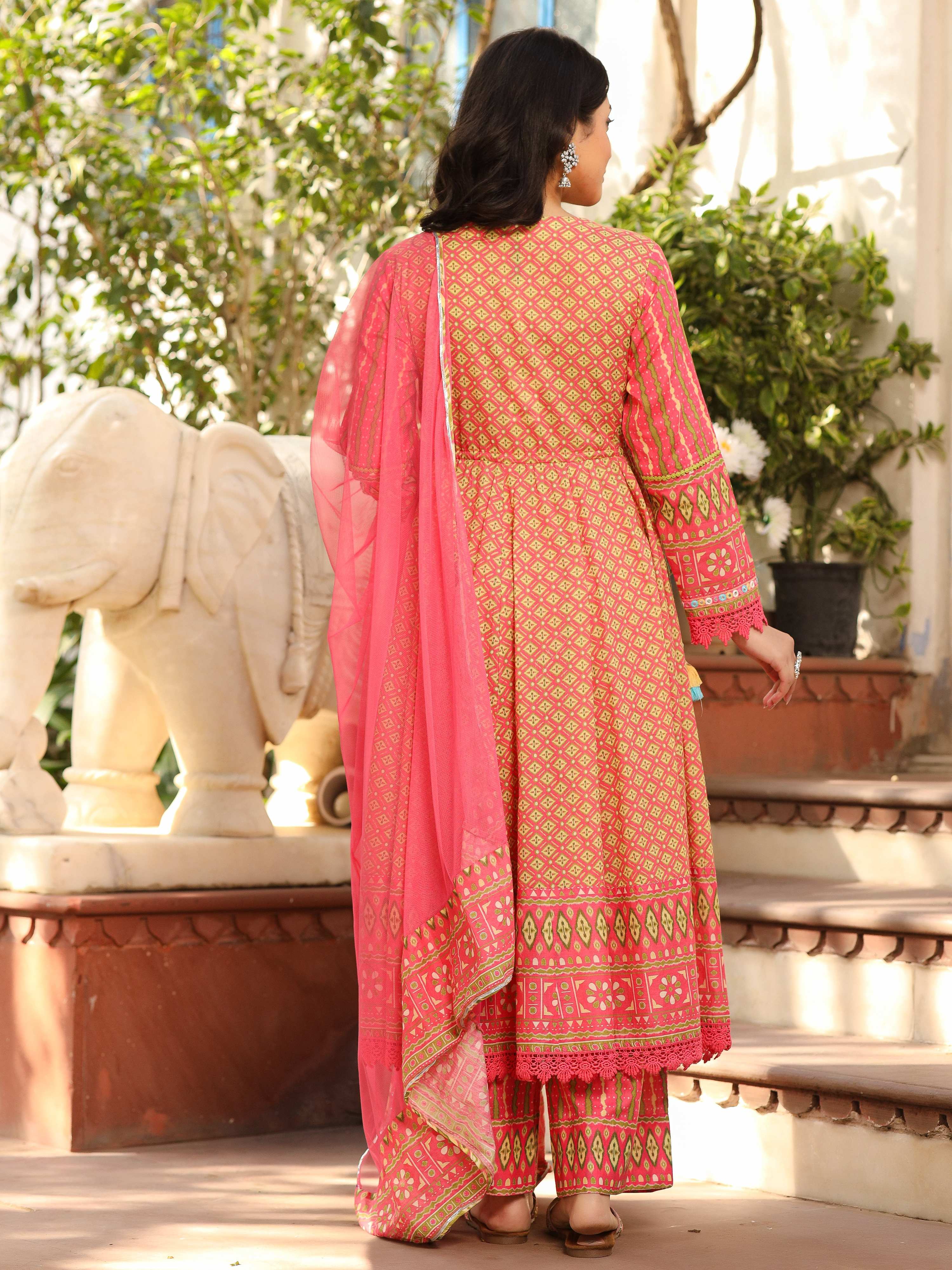Juniper Women's Green Pure Cotton Printed Kurta Set