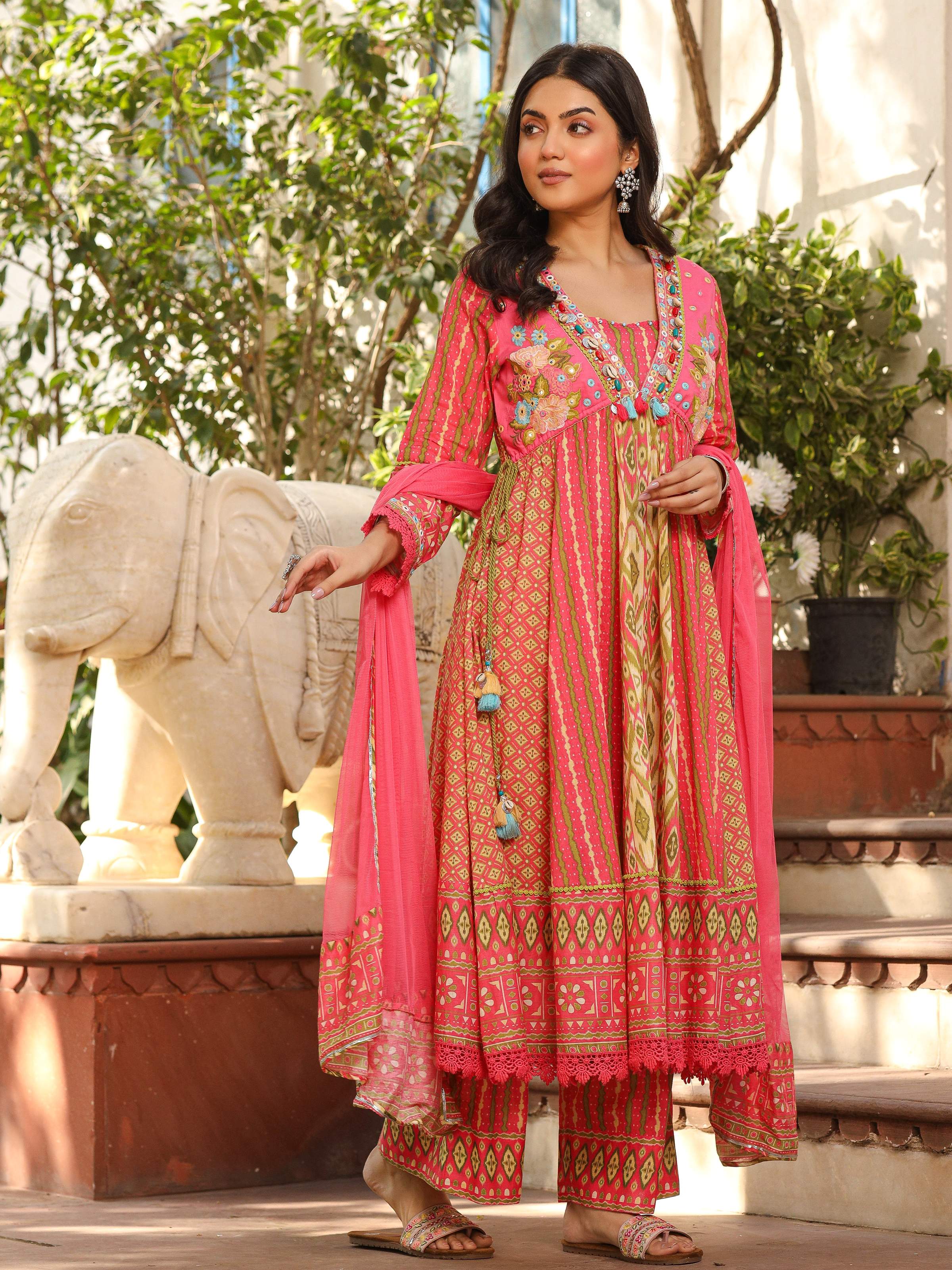 Juniper Women's Green Pure Cotton Printed Kurta Set