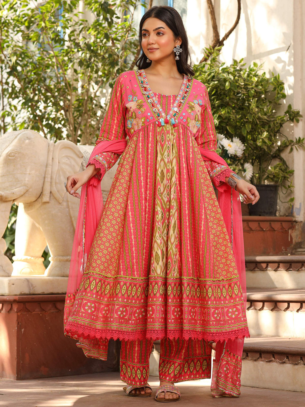 Juniper Women's Green Pure Cotton Printed Kurta Set