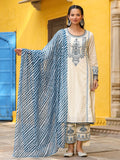 Juniper Women's White Pure Cotton Embroidered Kurta Set