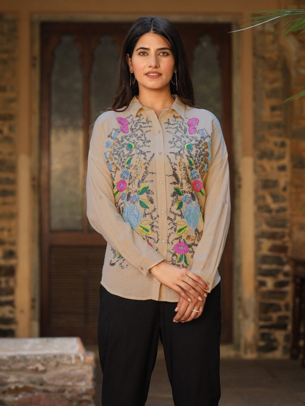 Juniper Women's Rayon Flex Embroidered Women's Shirt