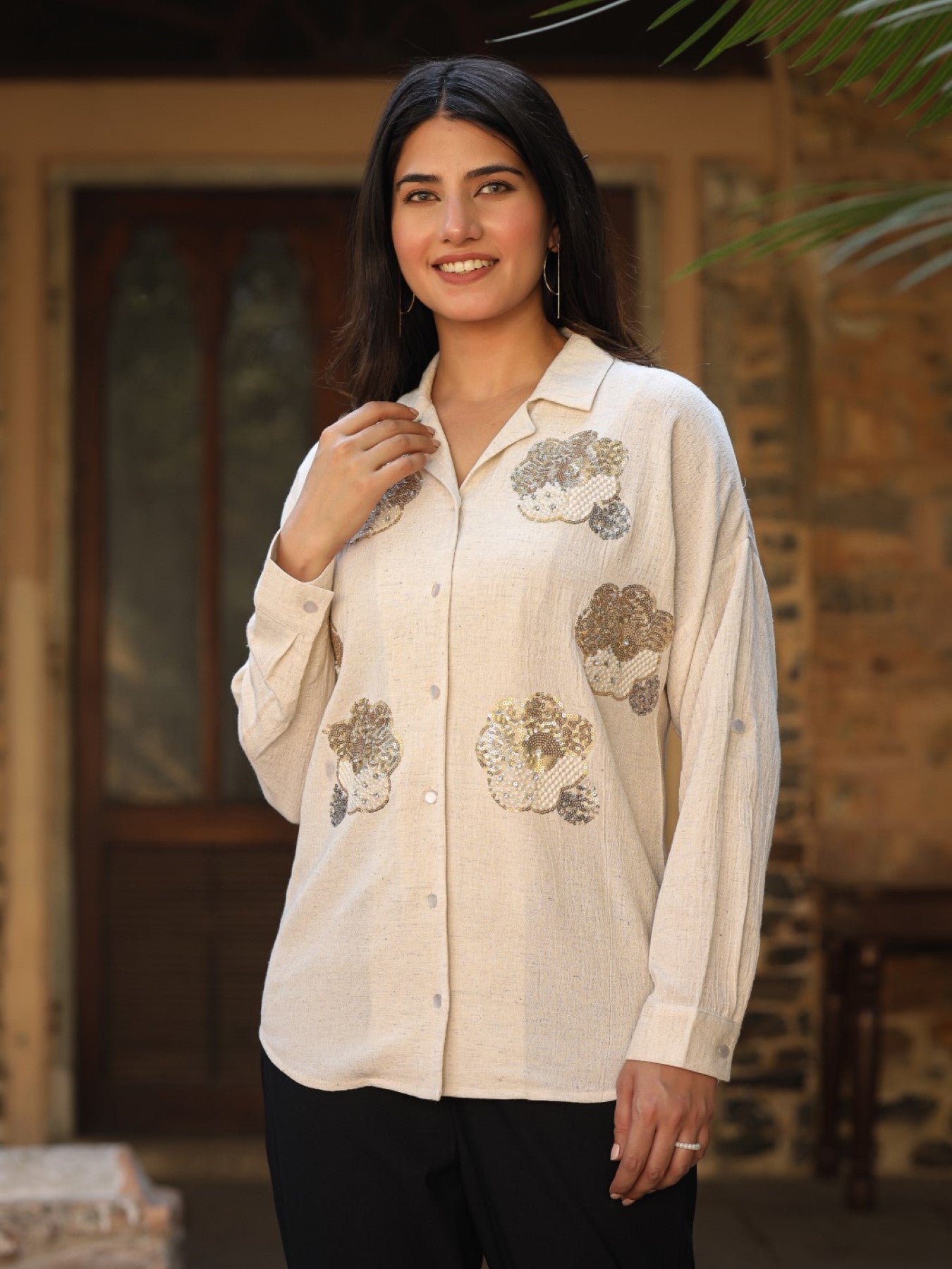Juniper Women's Rayon Flex Embroidered Women's Shirt