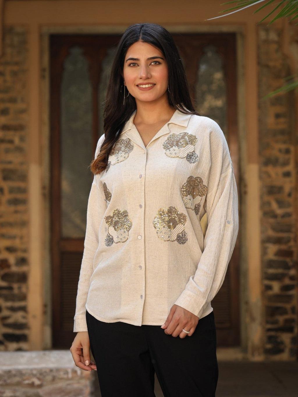 Juniper Women's Rayon Flex Embroidered Women's Shirt