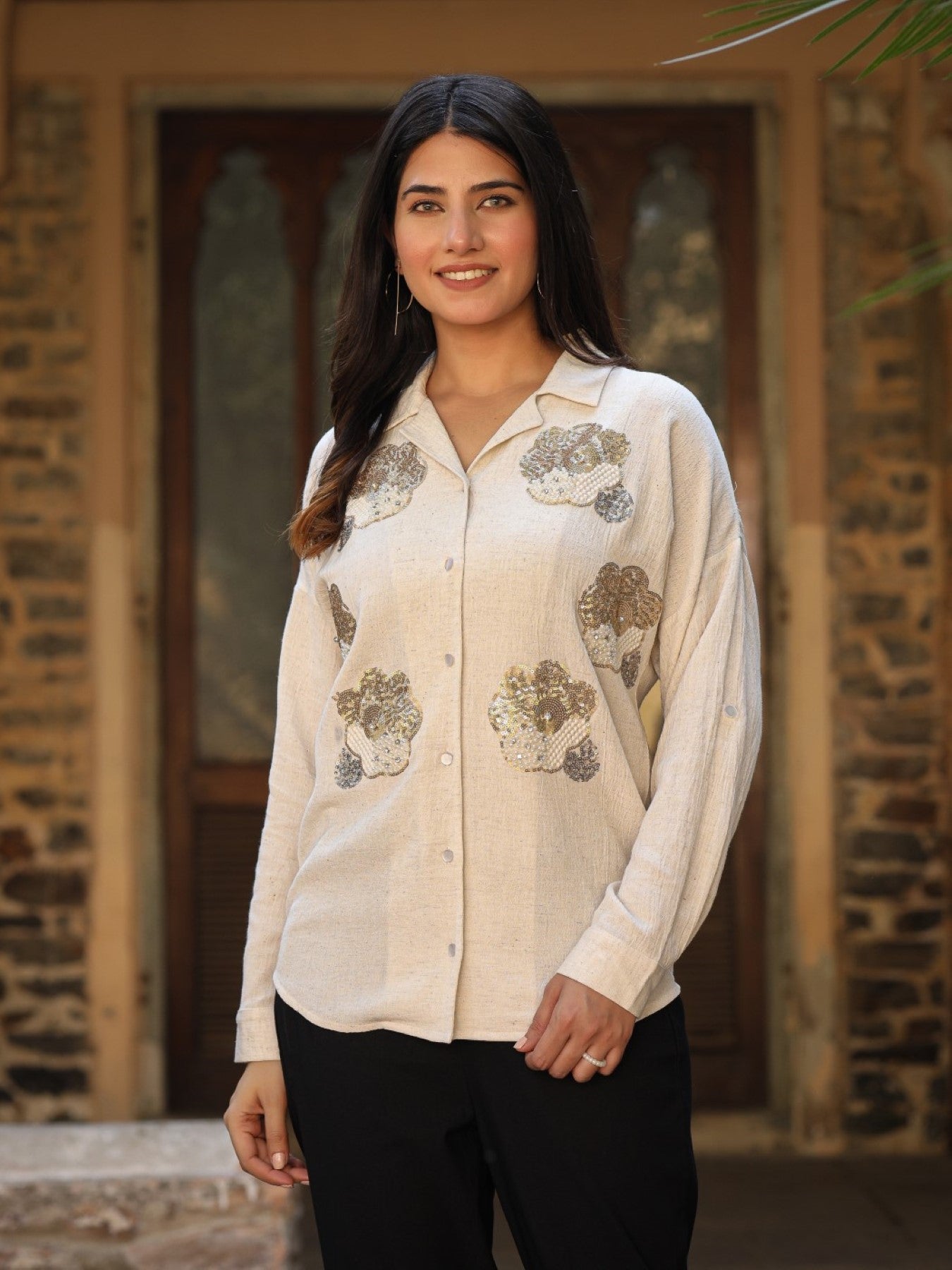 Juniper Women's Rayon Flex Embroidered Women's Shirt
