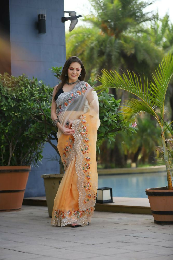 Vamsee Sanyogita Sanyogita - Yellow Organza Saree
