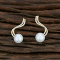 Joban Fashion Women Brass Golden White Ad Earrings