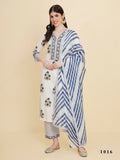 Designer Stylish white Cotton Stitched Suit With Dupatta - Tanisha