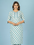 Aramya White Soft Cotton Floral Straight Kurta for Women