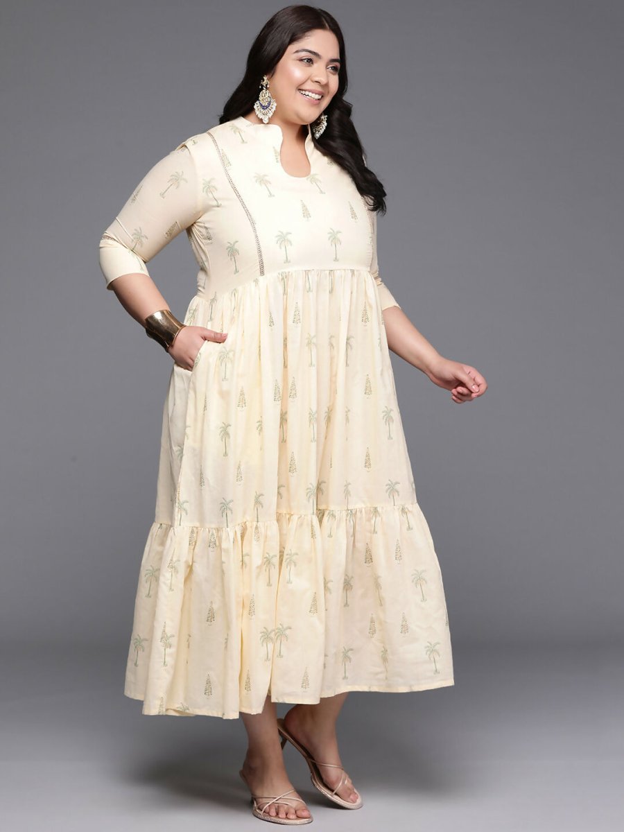 Ahalyaa Women's Traditional wear Ethnic Dress - Off White