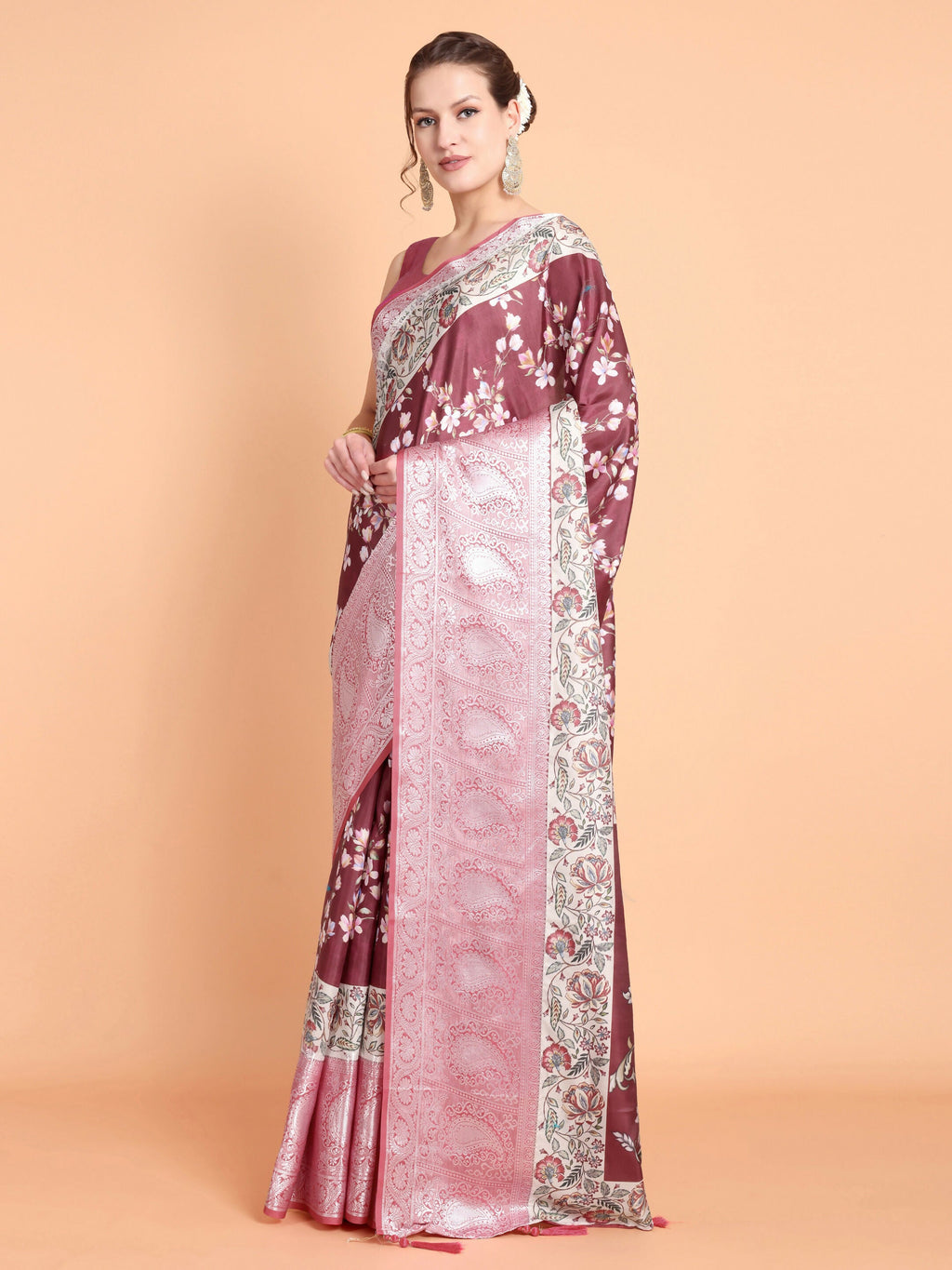 Vamsee Bhavi Maroon Georgette Saree
