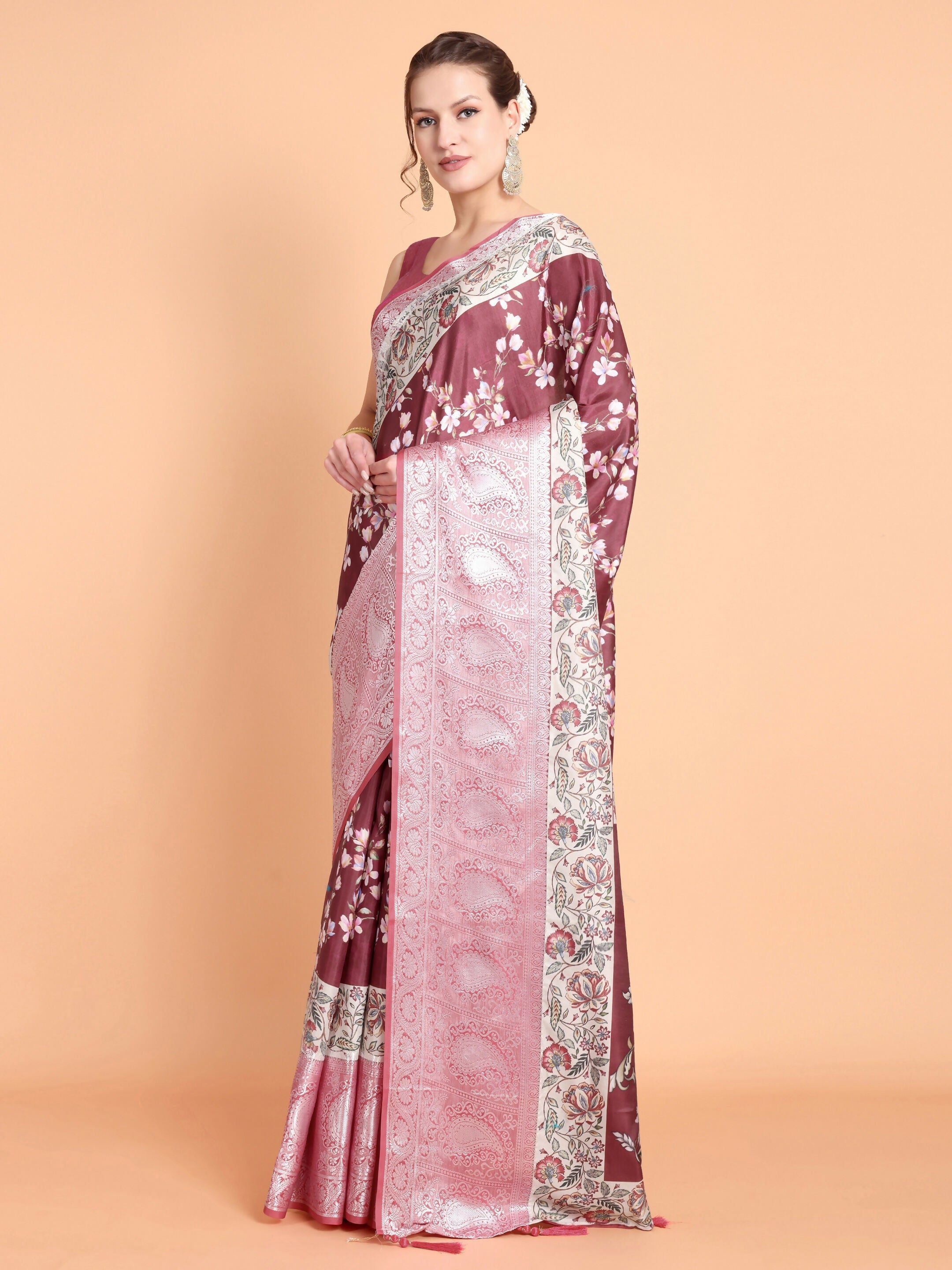 Vamsee Bhavi Maroon Georgette Saree