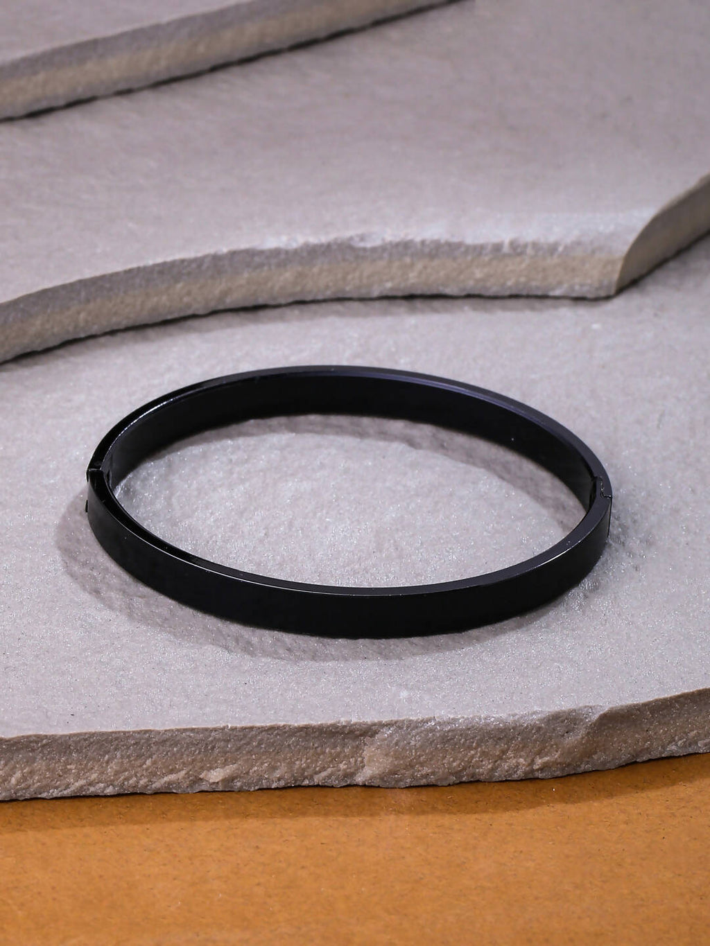 NVR Men's Black Metal Interlock Kada Bracelet