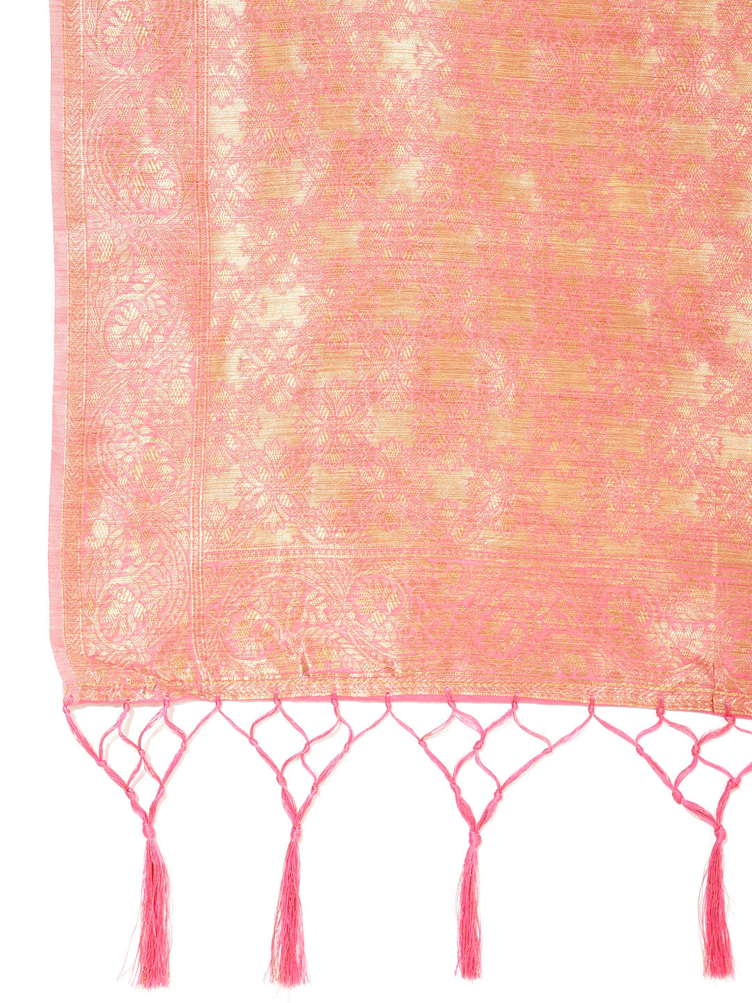 Janasya Light Pink Chanderi Silk Ethnic Motifs Woven Design Saree