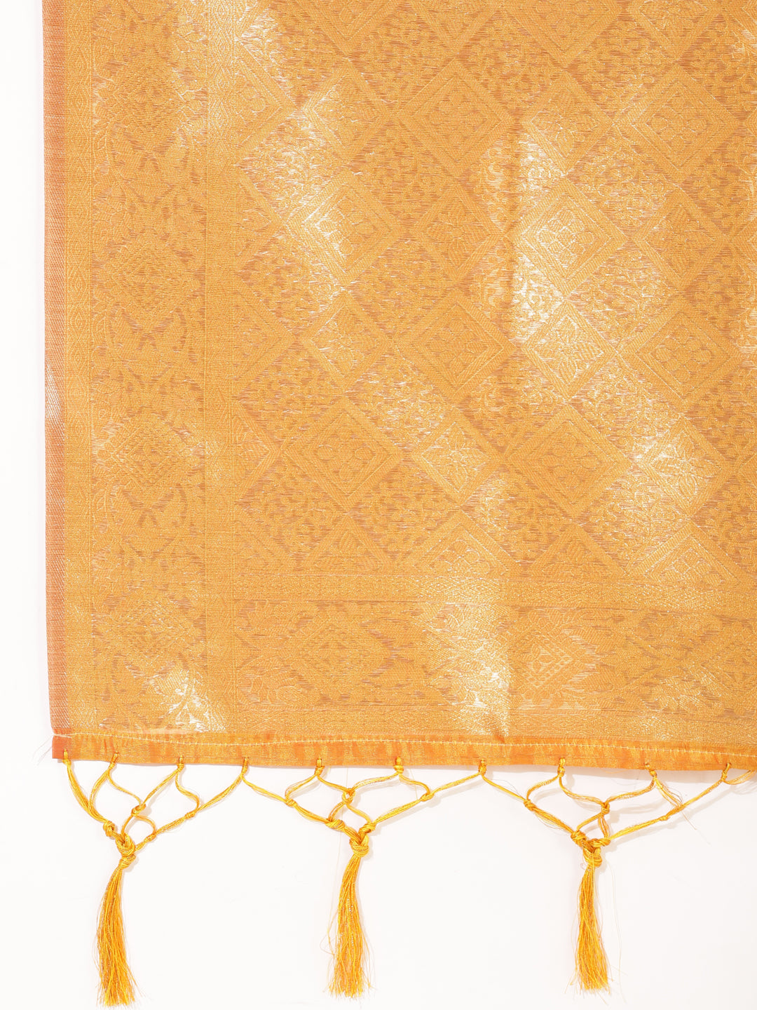 Janasya Yellow Organza Woven Ethnic Motifs Kanjeevaram Saree