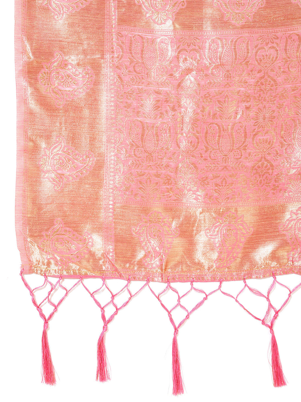 Janasya Light Pink Chanderi Silk Floral Woven Design Saree