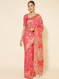 Janasya Pink Chanderi Silk Pashmina Woven Design Saree