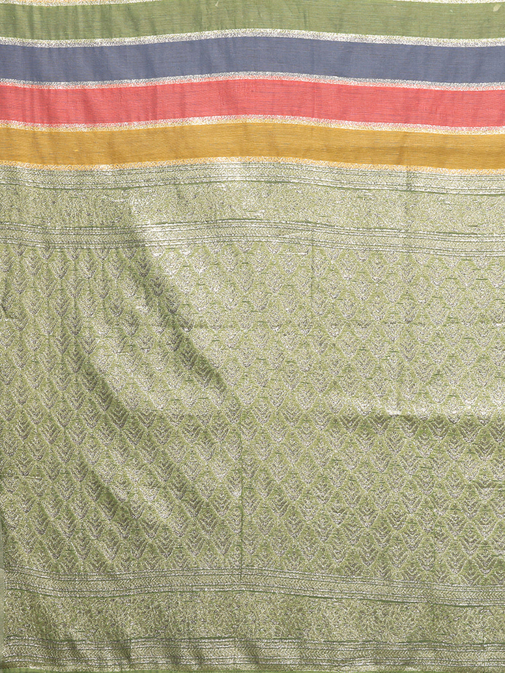 Janasya Multicolor Cotton Striped Woven Saree