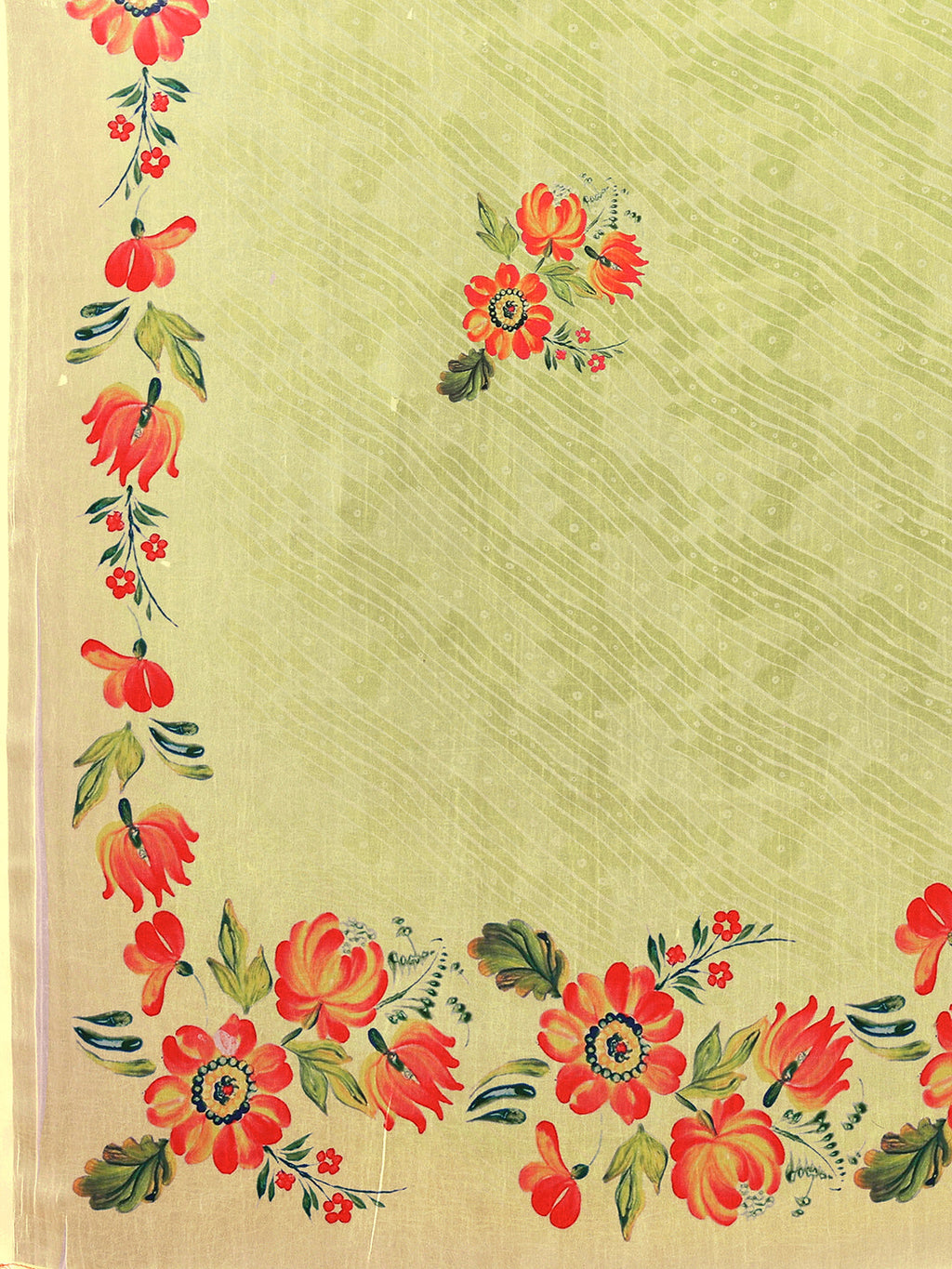 Janasya Light Green Georgette Floral Printed Saree