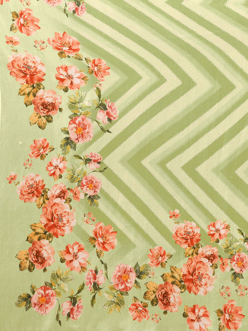 Janasya Light Green Georgette Floral Printed Saree