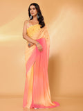 Janasya Multicolor Georgette Ombre Printed Saree