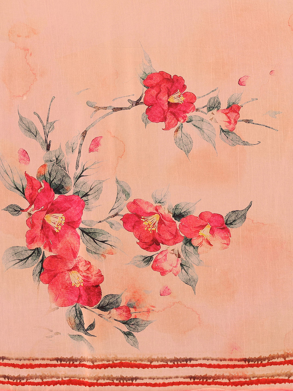 Janasya Peach Georgette Floral Printed Saree