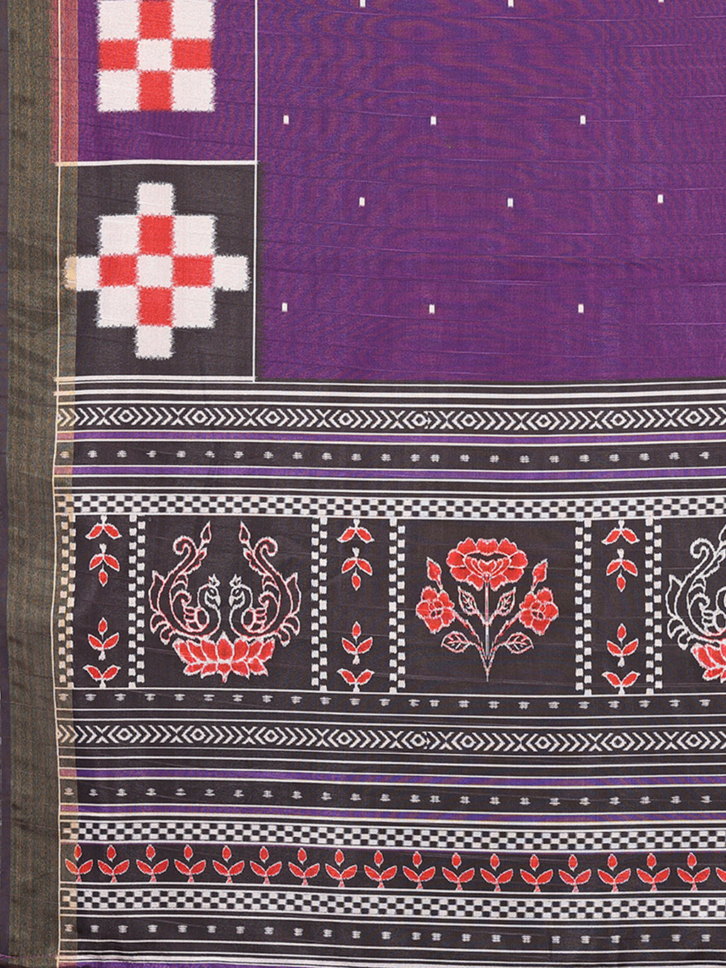 Janasya Purple Chanderi Silk Geometric Printed Saree