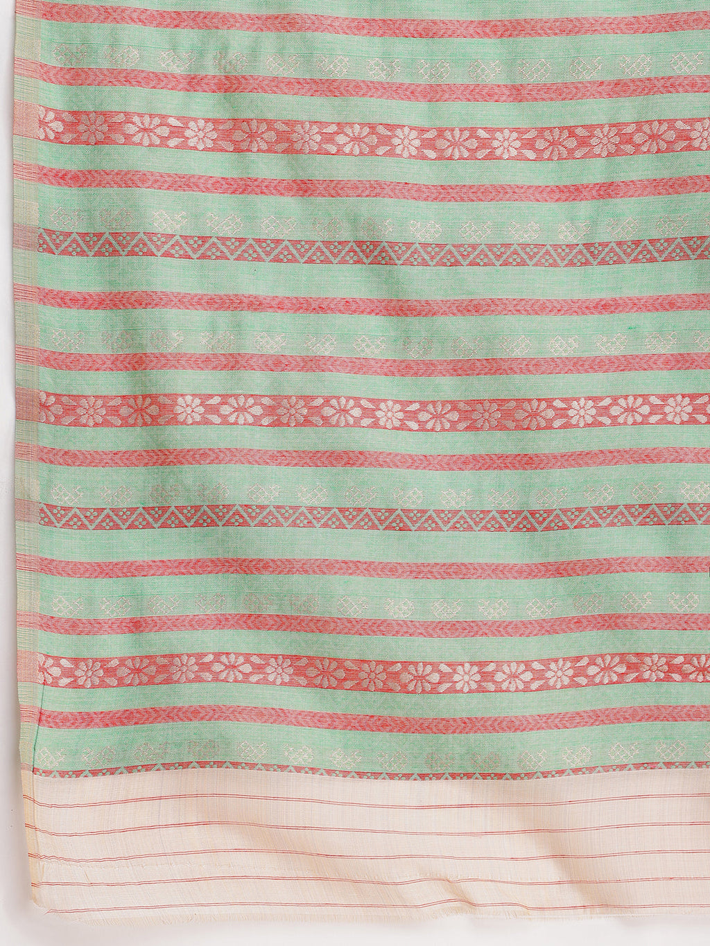 Janasya Beige Silk Blend Ikkat Jacquard Saree