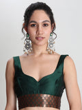 Janasya Beige Silk Blend Ethnic Printed Jacquard Saree