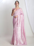 Janasya Lavender Silk Blend Leaf Motifs Jacquard Saree