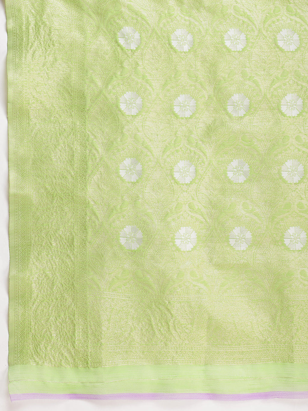 Janasya Green Silk Blend Geometric Jacquard Saree