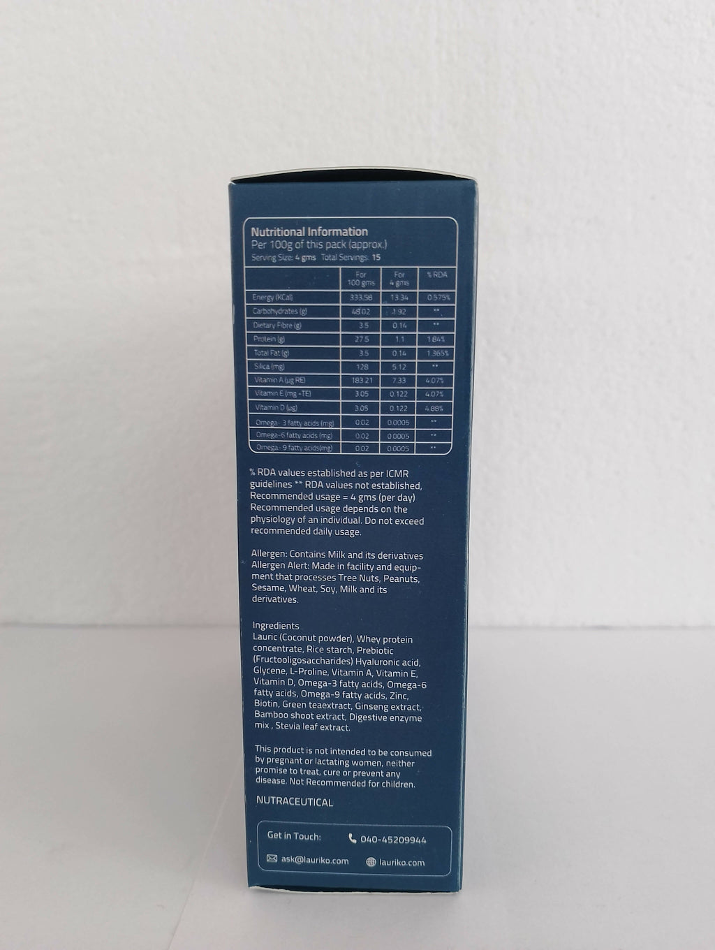 Laurik Skin Care Shots Supplement Powder For Women Lauric Acid, Papaya, Olives, Avocado, Cocoa & Green Tea - Vanilla