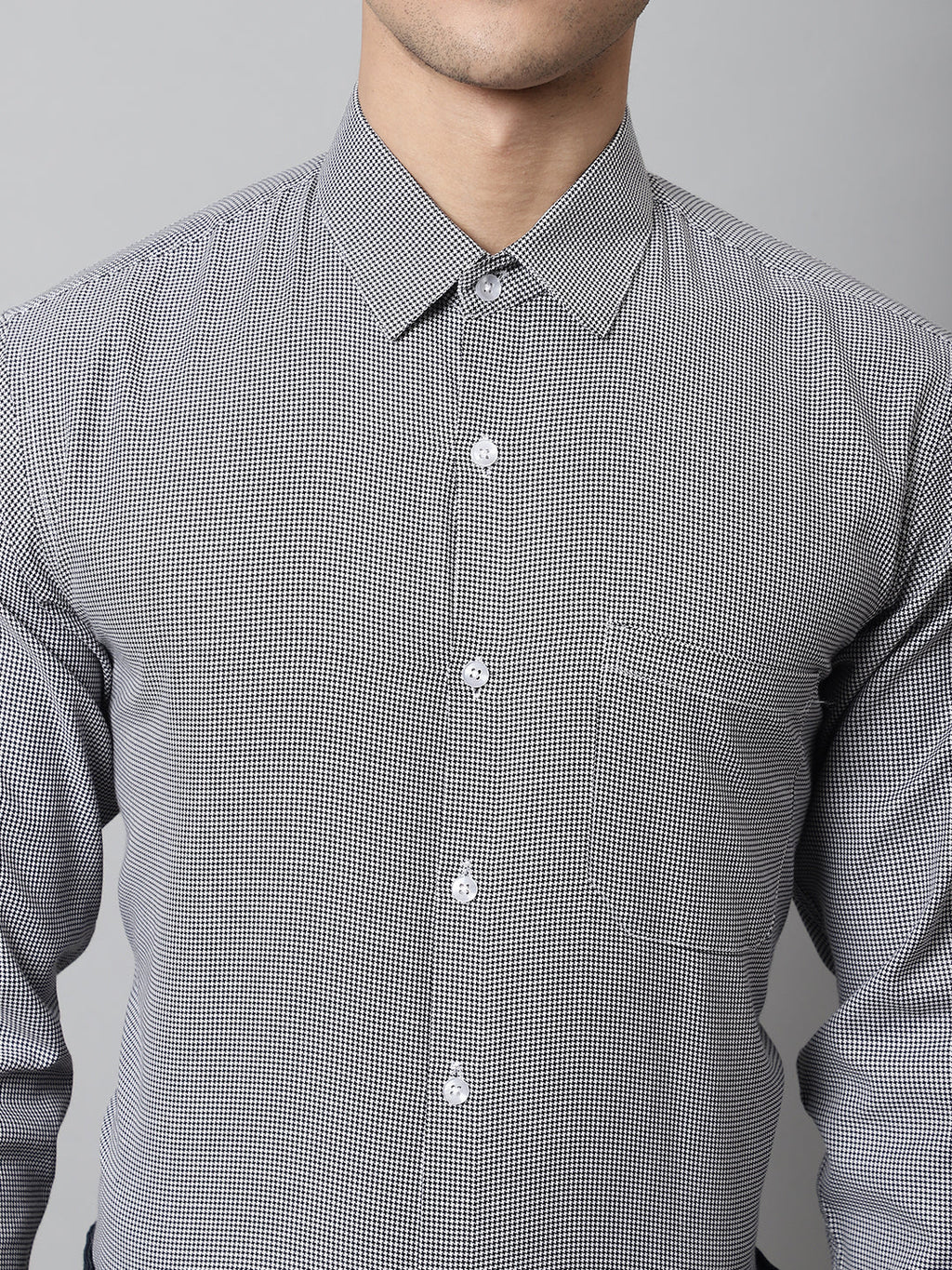 Jainish Men's Grey Checks Pure Cotton Formal Shirt