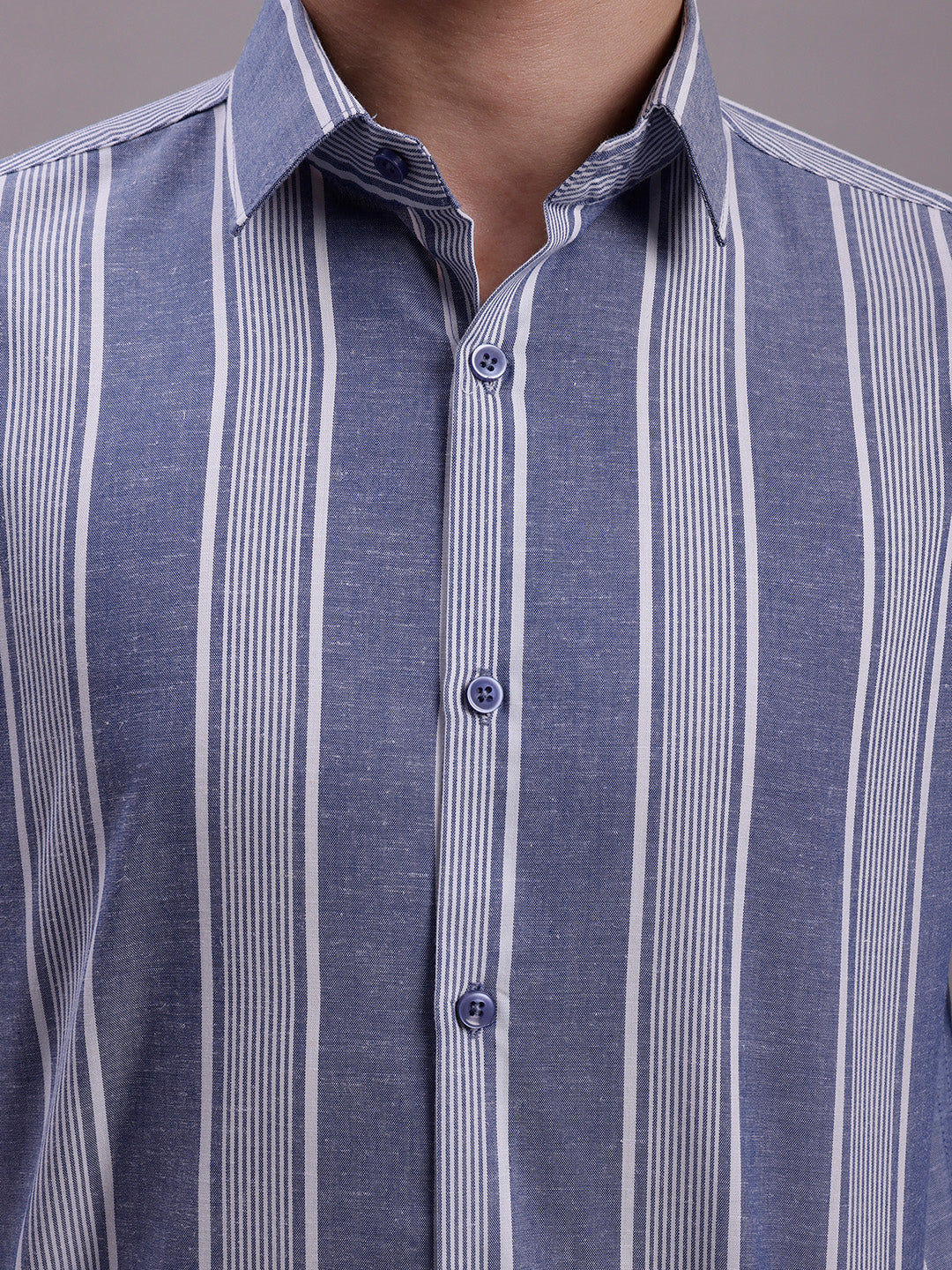 Jainish Men's Striped Casual Shirt - Blue