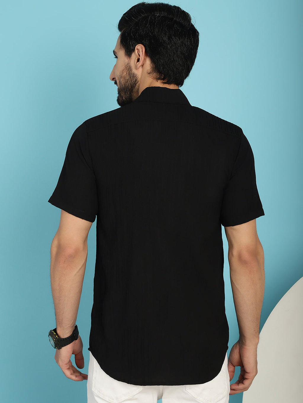 Indian Needle Men's Striped Casual Shirt - Black