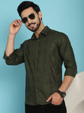 Indian Needle Men's Olive Green Checked Casual Shirt - Olive