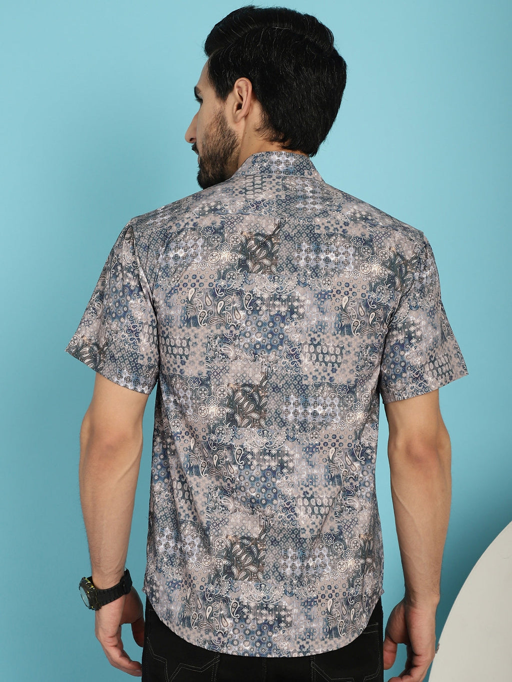 Indian Needle Men's Pejali Printed Casual Shirt - Blue