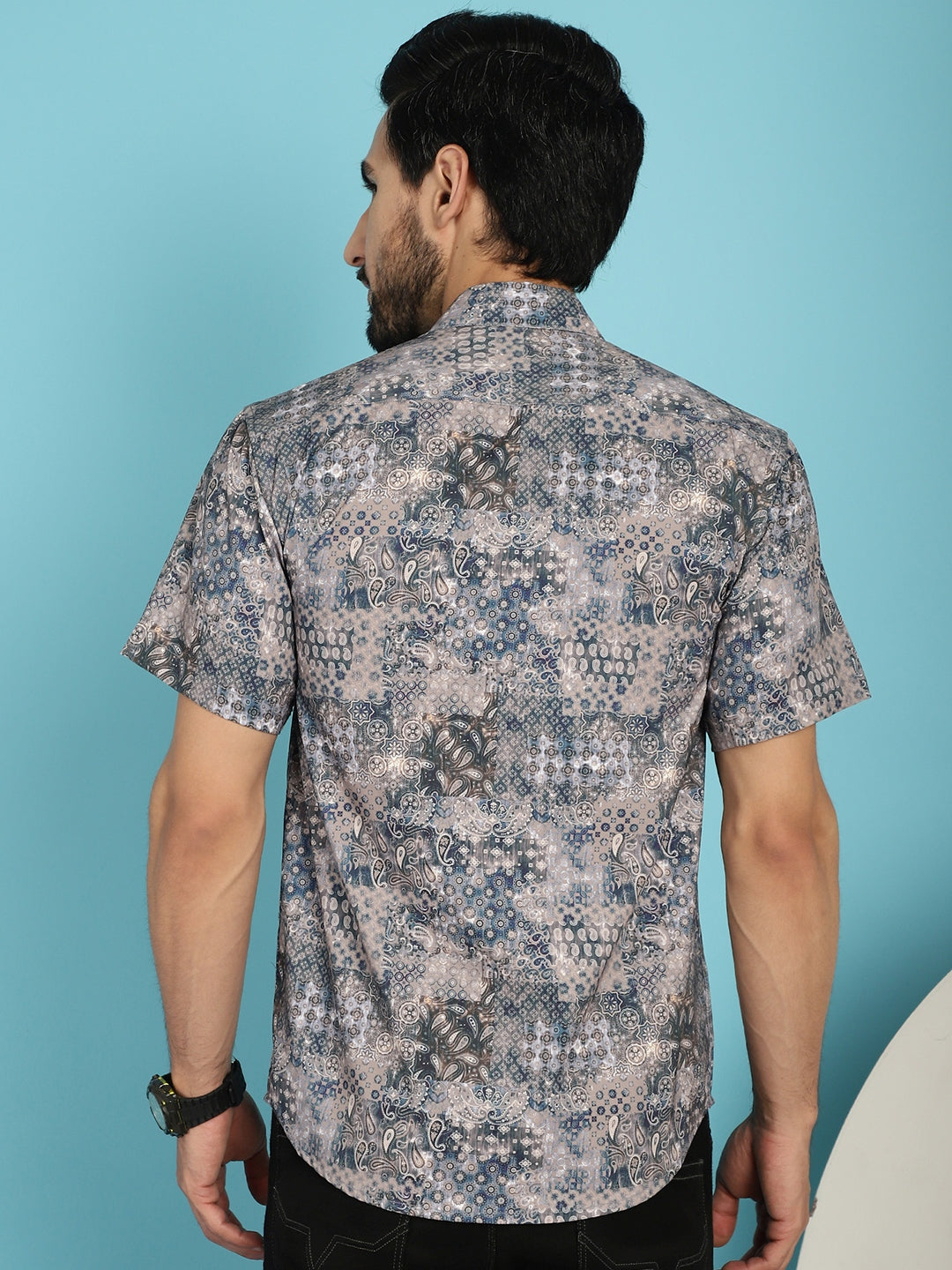 Indian Needle Men's Pejali Printed Casual Shirt - Blue