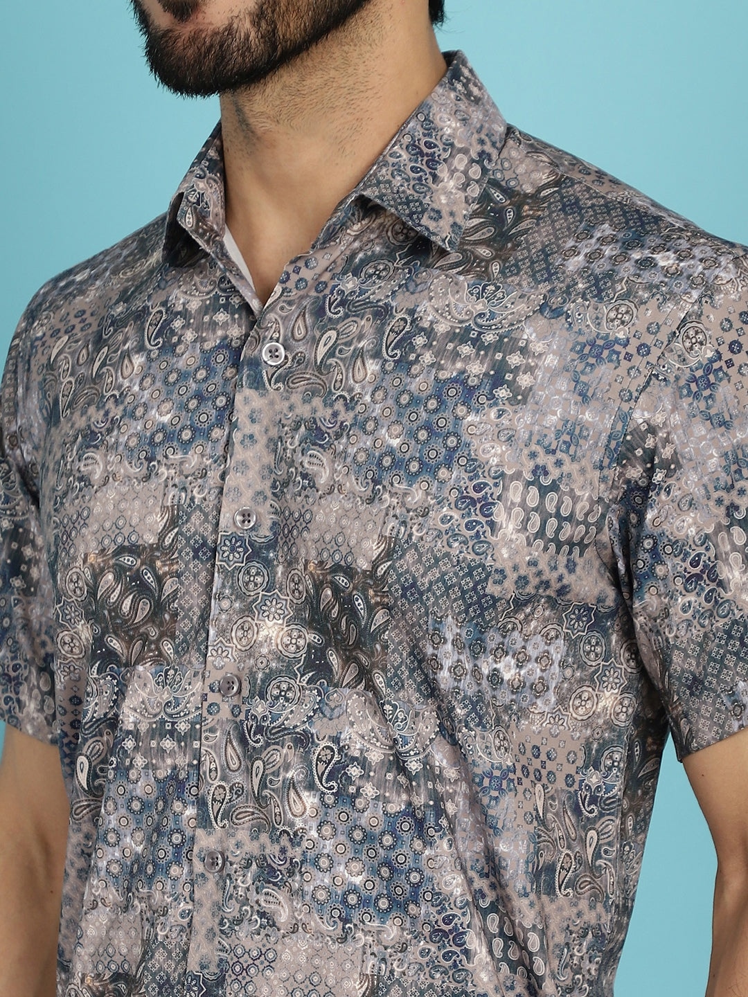 Indian Needle Men's Pejali Printed Casual Shirt - Blue