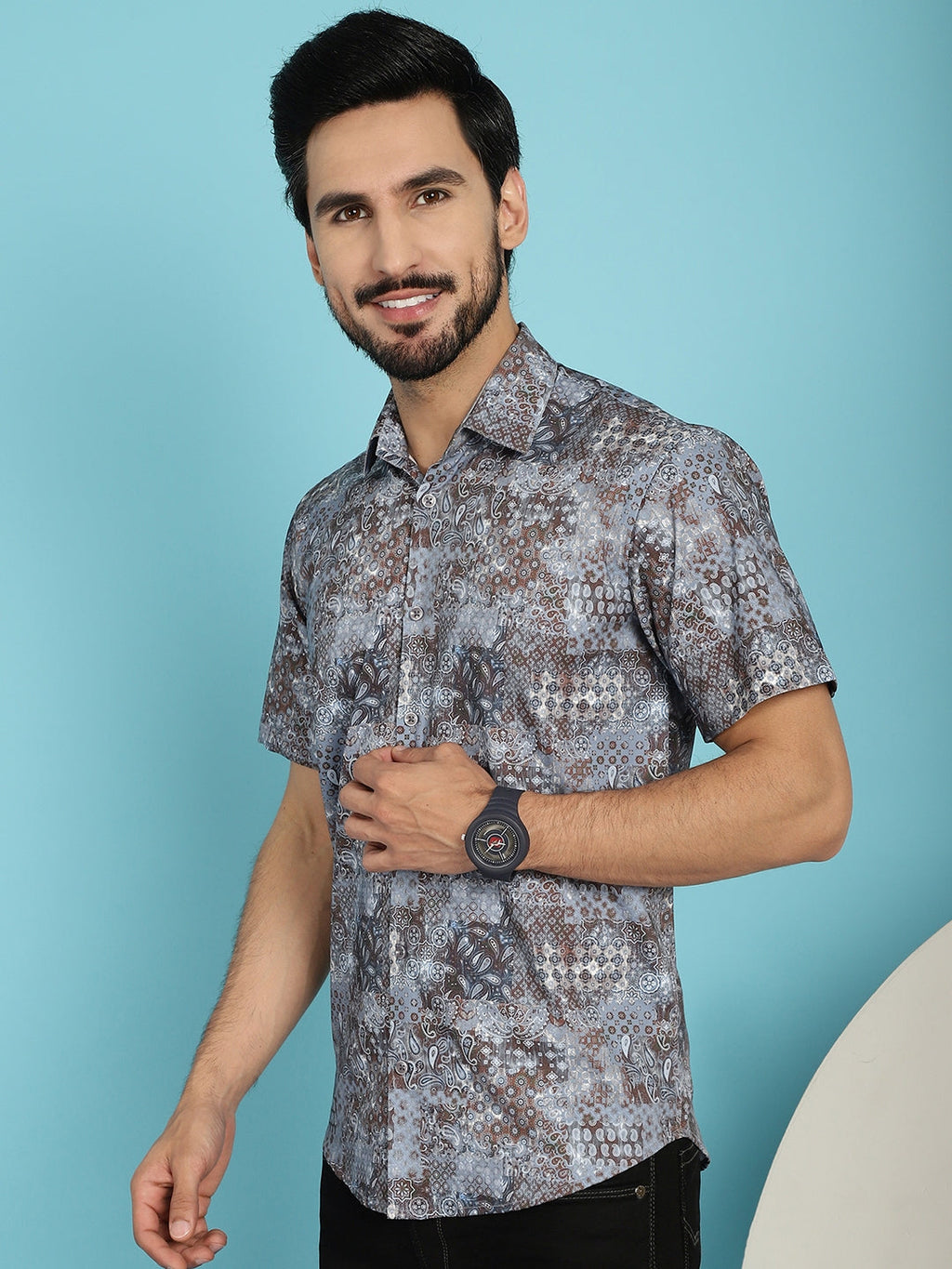 Indian Needle Men's Pejali Printed Casual Shirt - Brown
