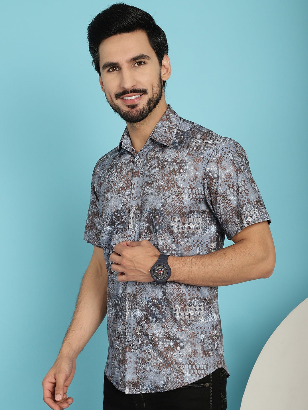 Indian Needle Men's Pejali Printed Casual Shirt - Brown