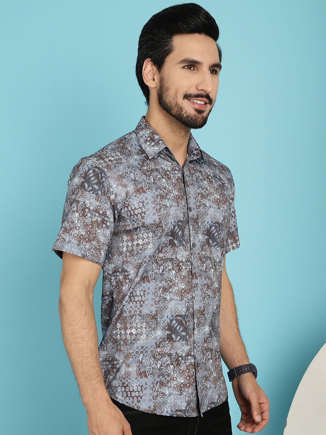 Indian Needle Men's Pejali Printed Casual Shirt - Brown